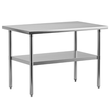 GARVEE 48"L x 30"W x 34"H Stainless Steel Work Table - NSF Certified, Heavy-Duty Food Prep Table for Home, Restaurant, and Hotel Use