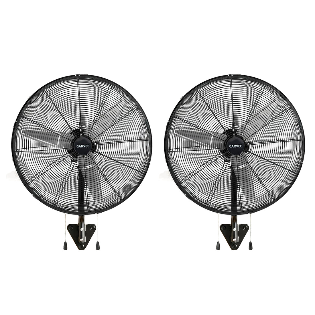 Garvee 26-Inch Wall Mount Fan, 2-Pack – High Velocity 4900 CFM Industrial Oscillating Fans with Dual Pull Cords and 3 Speeds, Heavy-Duty Wall Fans for Garage, Workshop, and Patio