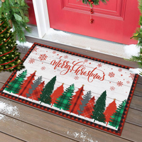 Garvee Merry Christmas Decorative Doormat 17x29 Non-Slip Low-Profile Buffalo Plaid Welcome Mat for Indoor Outdoor Entrance Doormat Xmas Winter Welcome Door Mat