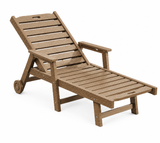 Garvee Heavy Duty HDPE Outdoor Chaise Lounge Chair, 5 Position Adjustable Patio Recliner with Wheels and Cup Holder, Brown - Brown