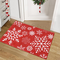 Garvee Christmas Door Mat 2x3 Mat Xmas Bath Mat Non-Slip Kithcen Rug Washable Entryway Rug Small Red Snowflake Carpet Winter Bedroom Decor Doormat Rubber Back Doormats for Indoor Outdoor 2'x3' Red