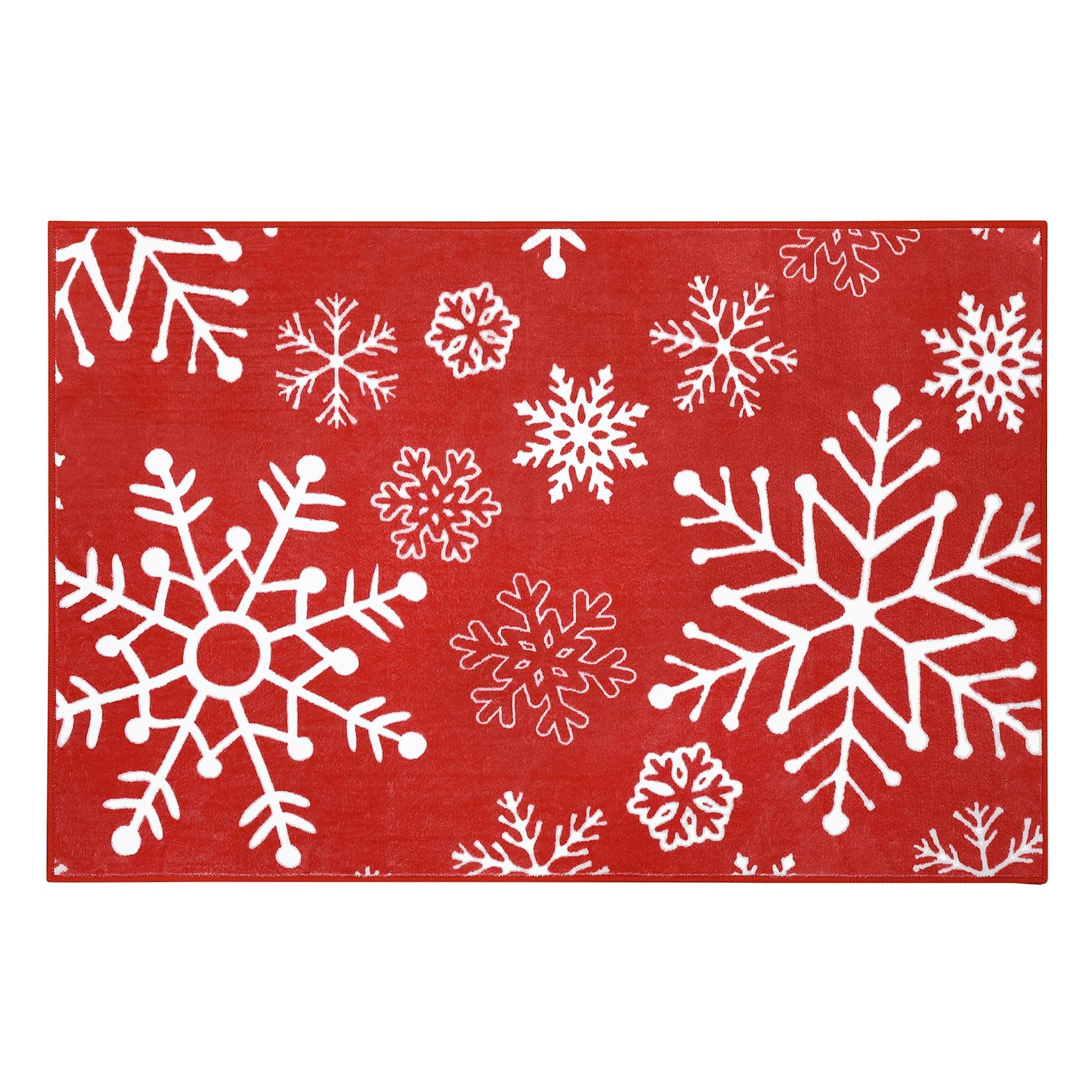 Garvee Christmas Door Mat 2x3 Mat Xmas Bath Mat Non-Slip Kithcen Rug Washable Entryway Rug Small Red Snowflake Carpet Winter Bedroom Decor Doormat Rubber Back Doormats for Indoor Outdoor 2'x3' Red