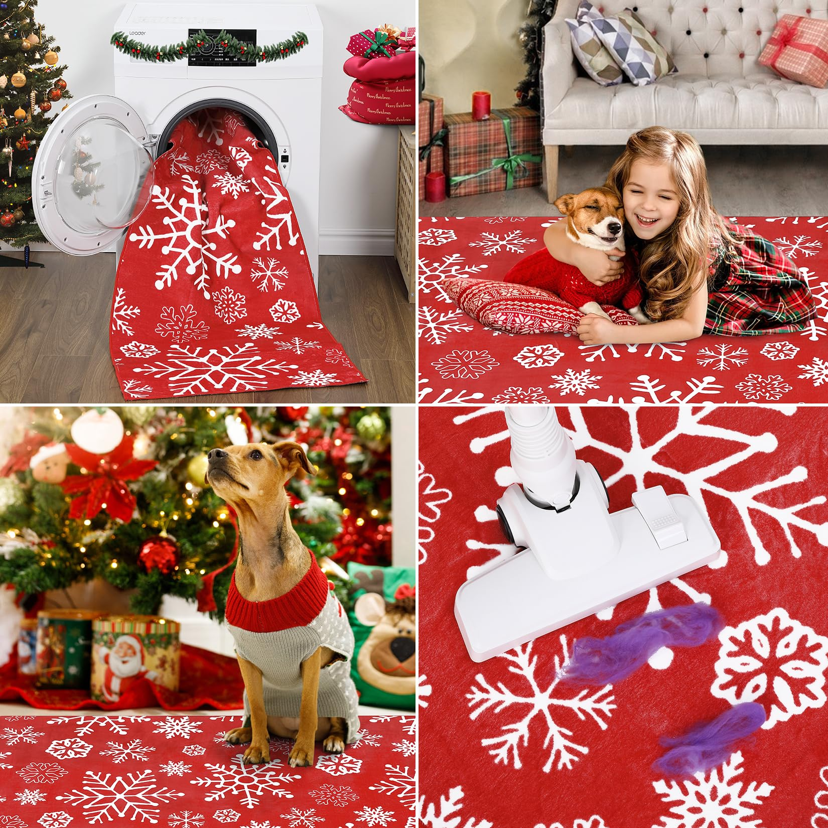 Garvee Christmas Door Mat 2x3 Mat Xmas Bath Mat Non-Slip Kithcen Rug Washable Entryway Rug Small Red Snowflake Carpet Winter Bedroom Decor Doormat Rubber Back Doormats for Indoor Outdoor 2'x3' Red