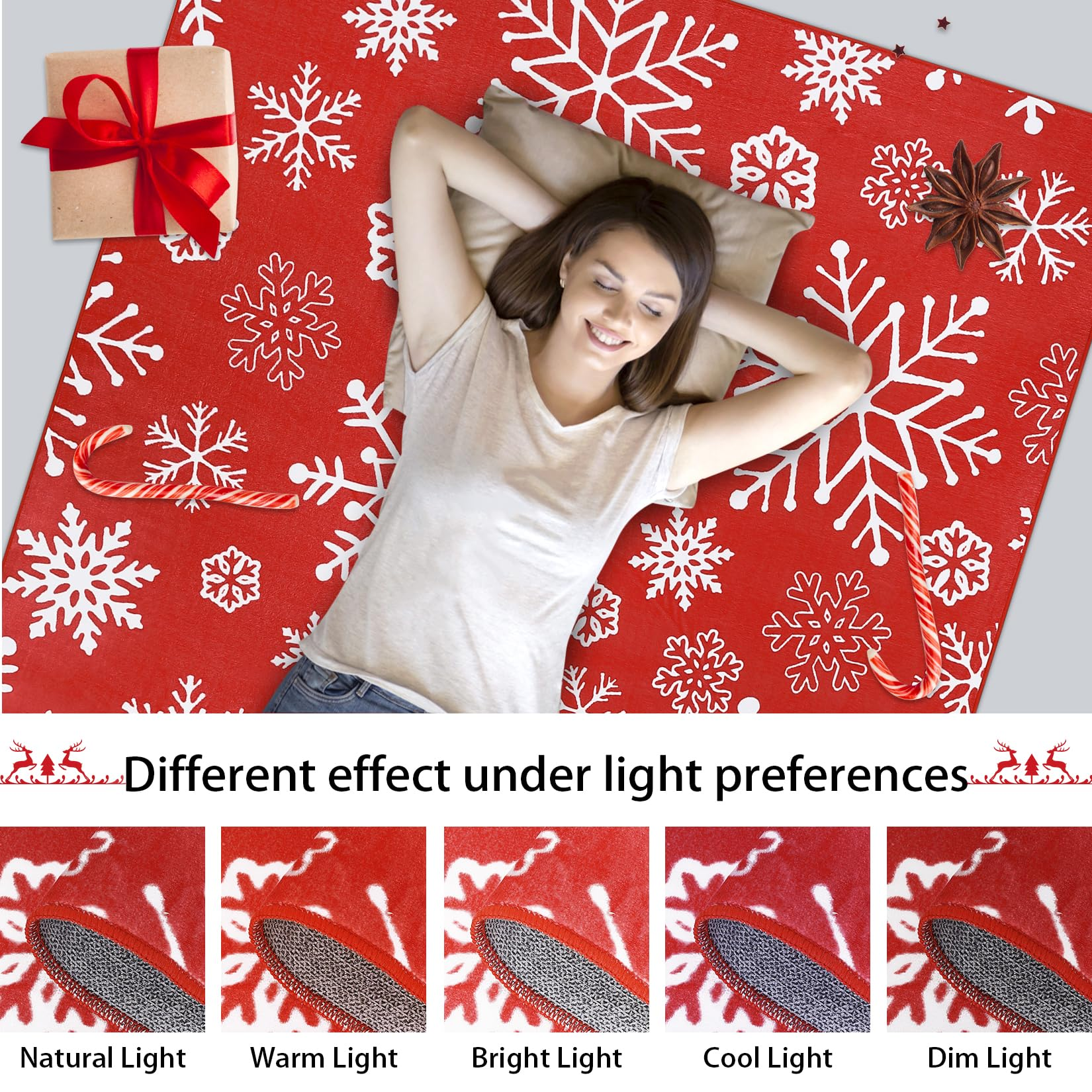 Garvee Christmas Door Mat 2x3 Mat Xmas Bath Mat Non-Slip Kithcen Rug Washable Entryway Rug Small Red Snowflake Carpet Winter Bedroom Decor Doormat Rubber Back Doormats for Indoor Outdoor 2'x3' Red