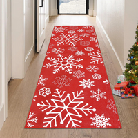 Garvee Christmas Runner Rug 2x6 Hallway Runner Rug Red Snowflakes Xmas Runner Washable Kitchen Rug Non Slip Bath Mat Holiday Decor Modern Soft Stain Resistant Carpet for Bedroom Laundry 2'x6' Red
