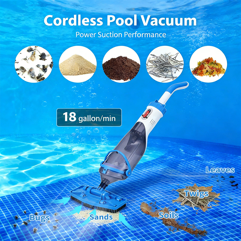 Garvee Handheld Pool Vacuum, Quick Charge & 60min Longer Continous Running Time, Cordless Rechargeable Pool Vacuums Cleaner for Above & In-ground Pools