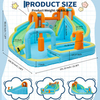 Garvee 10-in-1 Inflatable Bounce House for Kids – Jumping Castle Playset with Slide & 350W Blower – Indoor Outdoor Fun, Backyard or Commercial Use – Blue – US Standard