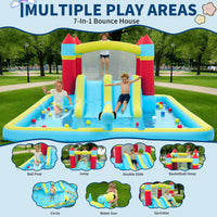 Garvee 7-in-1 Inflatable Bounce House for Kids - Indoor & Outdoor Bouncy Castle with Slide and 350W Blower - Durable Backyard Play Jumper - Blue, US Standard