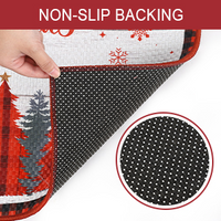 Garvee Merry Christmas Decorative Doormat 17x29 Non-Slip Low-Profile Buffalo Plaid Welcome Mat for Indoor Outdoor Entrance Doormat Xmas Winter Welcome Door Mat