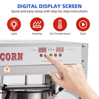 Tabletop 8 Oz Popcorn Maker, Digital, Easy Clean & Warm Feature - GARVEE