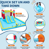 Garvee 7-in-1 Inflatable Bounce House for Kids - Indoor & Outdoor Bouncy Castle with Slide and 350W Blower - Durable Backyard Play Jumper - Blue, US Standard