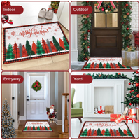 Garvee Merry Christmas Decorative Doormat 17x29 Non-Slip Low-Profile Buffalo Plaid Welcome Mat for Indoor Outdoor Entrance Doormat Xmas Winter Welcome Door Mat