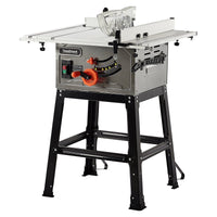 10 Inch 15A Table Saw & Stand - 5000RPM, Bevel Cuts, Dust Port - GARVEE