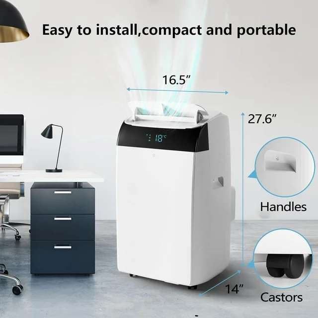 Garvee 12000 BTU 3-in-1 Portable AC Unit | Cools 550 sq.ft with Fast Auto Cooling | Quiet Air Conditioner with Dehumidifier for Bedroom & Living Room - White