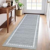 Garvee Hallway Runner Rug 2x6 Non Slip Washable Kitchen Mats for Floor, Low Pile Modern Area Rug, Stain Resistant Contemporary Border Soft Carpet for Laundry, Bedroom, Bathroom, Grey