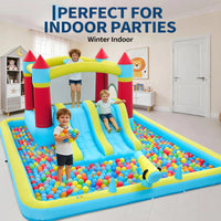 Garvee 7-in-1 Inflatable Bounce House for Kids - Indoor & Outdoor Bouncy Castle with Slide and 350W Blower - Durable Backyard Play Jumper - Blue, US Standard