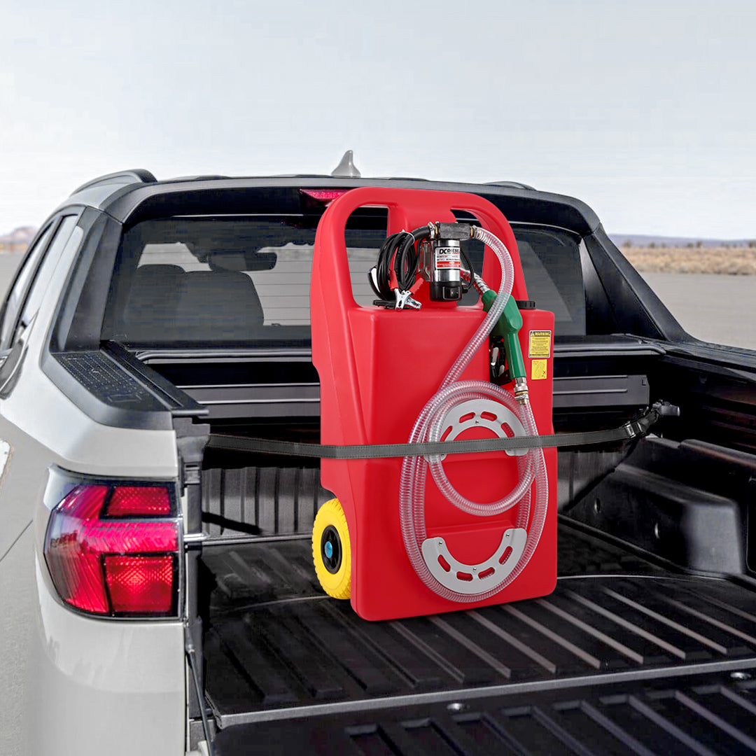 32Gallon Fuel Caddy with 12V Pump on Wheels, Gasoline Diesel Fuel Container for Cars, Boats