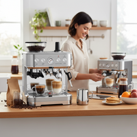 Garvee All-in-One Espresso Machine with Milk Frother, Cappuccino Latte Coffee Maker for Home Barista, Built-In Bean Grinder,85oz Removable Water Tank,Gifts for Dad,Mom,Coffee Lover