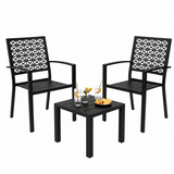 Garvee 3-Piece Green Patio Bistro Set, Foldable Steel Table and 2 Chairs for Balcony, Garden, Porch & Small Outdoor Spaces,Black - Black