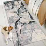 Garvee Abstract Blue 2x6 Washable Modern Area Rug Large Non Slip Living Room Rug Low Pile Soft Floor Carpet for Bedroom Home Office - Blue