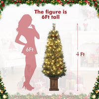 Garvee 4.5ft Christmas Tree, Snow Flocked Pre-lit Artificial Christmas Tree with 108 LED Lights & 8 Lighting Modes, Fake Xmas Tree with Red Berries, Christmas Decoration for Home