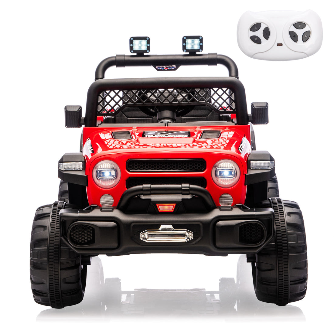Garvee 12V Kids Electric Ride-On Truck – Dual Motors, 3 Speeds, Remote Control, Spring Suspension, LED Lights, Music, Safety Belt, Off-Road Car, Storage – Battery Powered Toy Vehicle for Boys & Girls Ages 2-8, Red