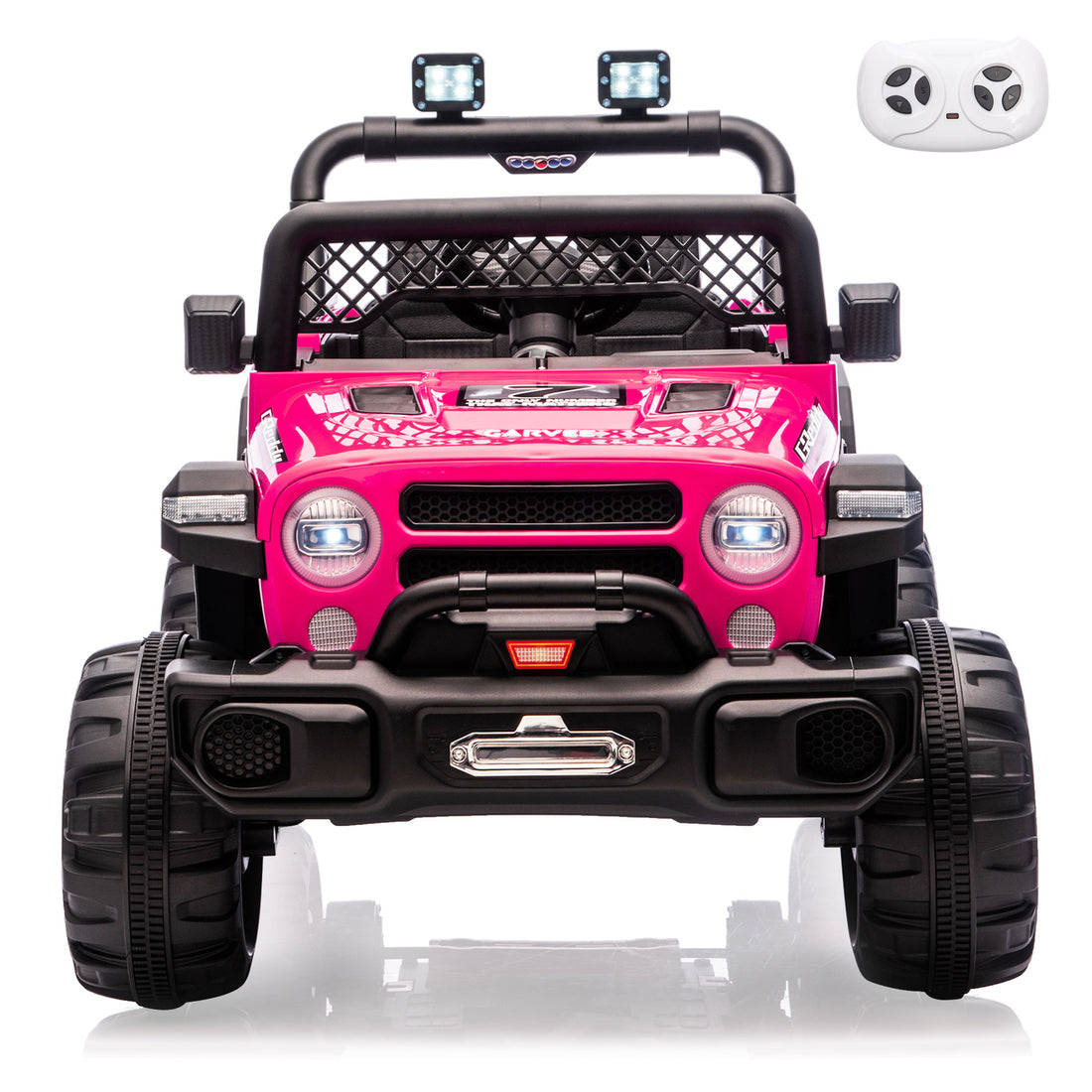 Garvee 12V Kids Electric Ride-On Truck – Dual 550W Motors, 3 Speeds, Remote Control, Spring Suspension, LED Lights, Music Player, Safety Belt – Battery Powered Car for Kids Ages 3-8, Rose