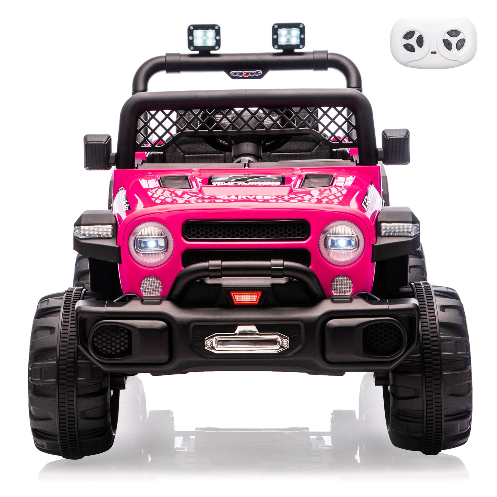 Garvee 12V Kids Electric Ride-On Truck – Dual 550W Motors, 3 Speeds, Remote Control, Spring Suspension, LED Lights, Music Player, Safety Belt – Battery Powered Car for Kids Ages 3-8, Rose