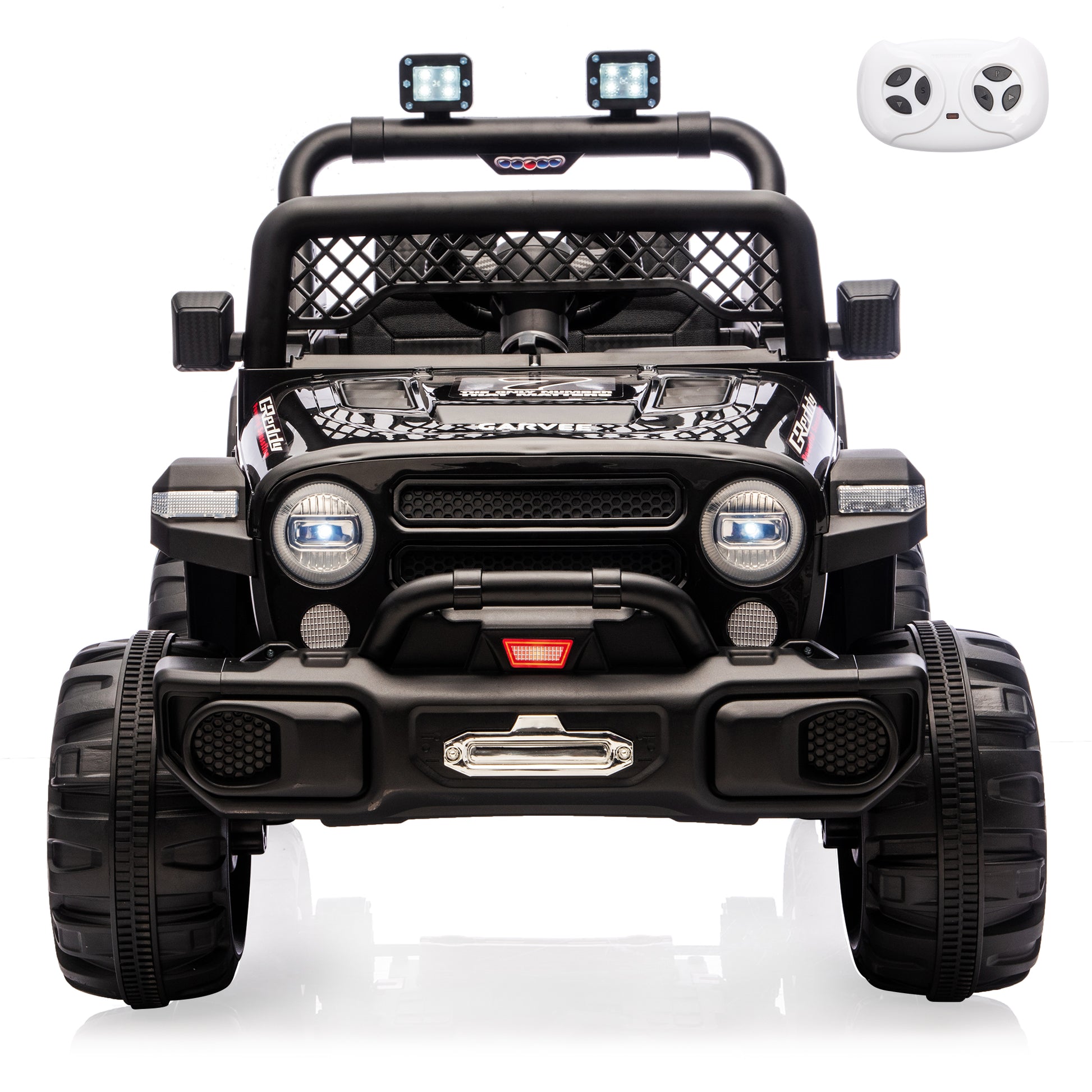 Garvee 12V Kids Electric Ride-On Truck – Dual Motors, 3 Speeds, Remote Control, LED Lights, Music, Spring Suspension, Safety Belt, Storage – Battery Powered Off-Road Car Toy for Boys & Girls Ages 2-8, Black