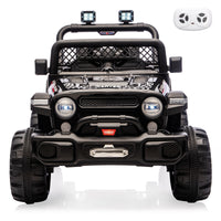 Garvee 12V Kids Electric Ride-On Truck – Dual Motors, 3 Speeds, Remote Control, LED Lights, Music, Spring Suspension, Safety Belt, Storage – Battery Powered Off-Road Car Toy for Boys & Girls Ages 2-8, Black