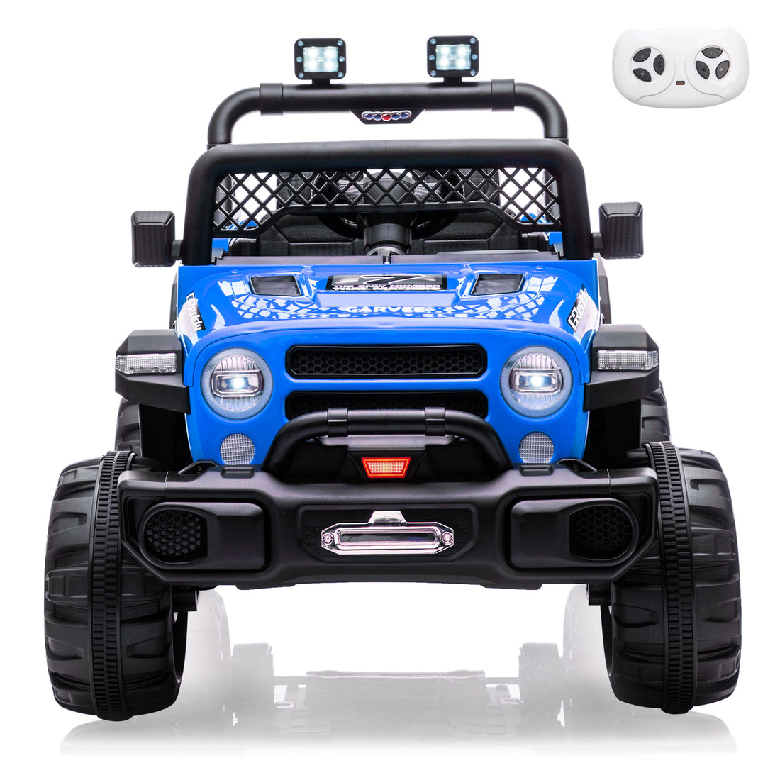 Garvee 12V Kids Electric Ride-On Truck – Dual Motors, 3 Speeds, Remote Control, Spring Suspension, LED Lights, Music, Safety Belt, Storage – Battery Powered Off-Road Toy Vehicle for Boys & Girls Ages 2-8, Blue