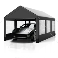 Garvee 10' X 20' Heavy-Duty Portable Garage - Galvanized Steel Frame, All-Season UV/Water Resistant Shelter with Ventilated Roll-Up Windows (Grey)