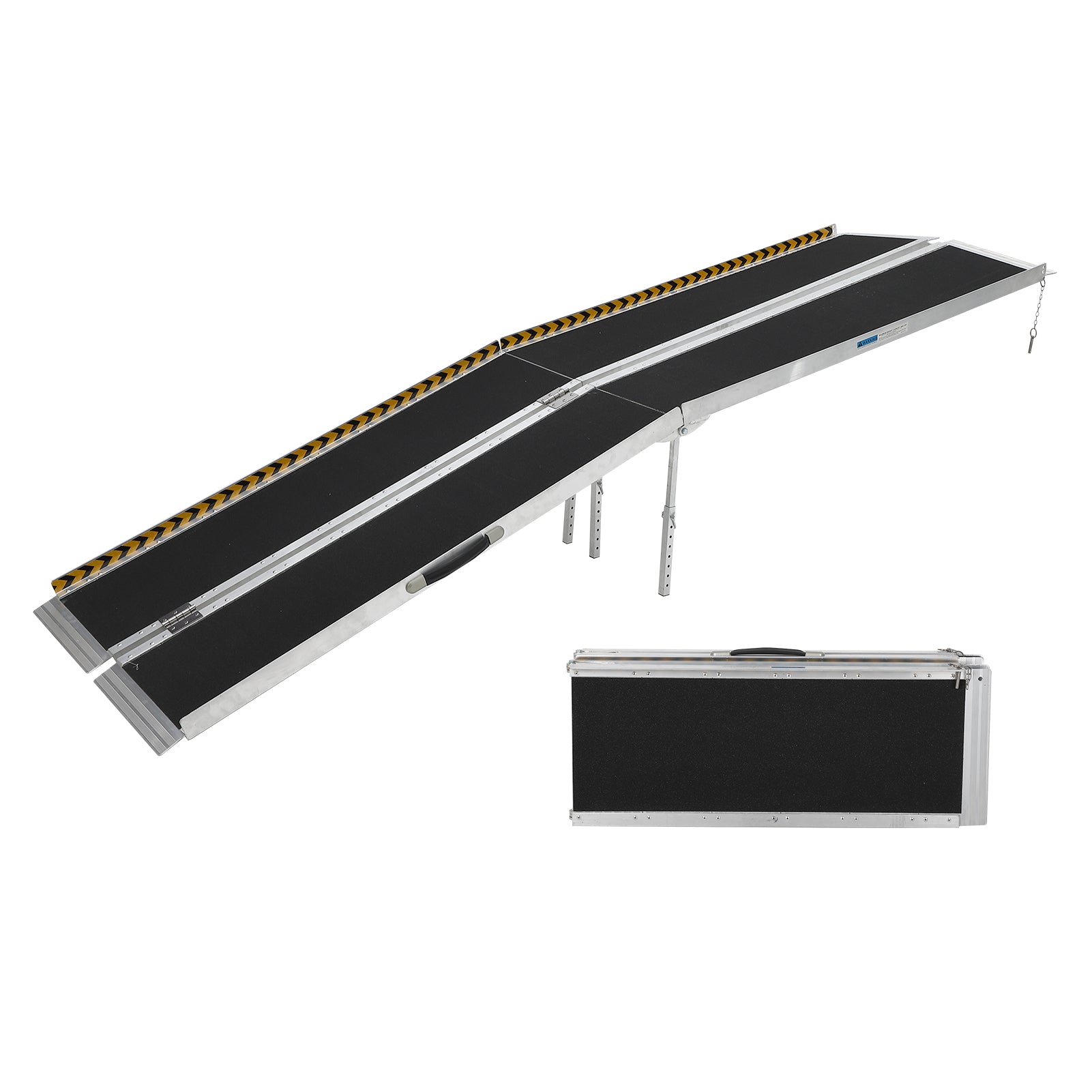 Garvee 9FT Portable Wheelchair Ramp Non-Slip Aluminum Folding Lightweight Sturdy Stainless Steel Hinges Home Doorways Steps Curbs