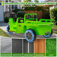 Garvee Ride P Series 3-Wheels Electric Tricycle w/Trailer, 12V Battery Powered Kids Motorcycle with Sand Shovel, 2x55W Motors, Bluetooth, Music, Headlight, Ride on Motorcycle for Kids Toddlers, Gift for Boys Girls, Green