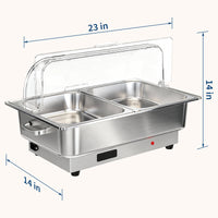 Garvee 9.5QT(1x1/1+ 2x1/2Pan)Electric Chafing Dish with Temperature Control, Stainless Steel Buffet Servers and Warmers, Electric Chafing Dish Set with Temperature Control for Catering