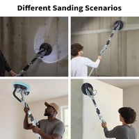 Garvee Drywall Sander, 710W Electric Sander Tool with Variable Speed 800-1700RPM, 6.6ft Dust Hose with LED Light, Extendable & Foldable Handle, 6 Pcs Sanding Discs, Carrying Bag