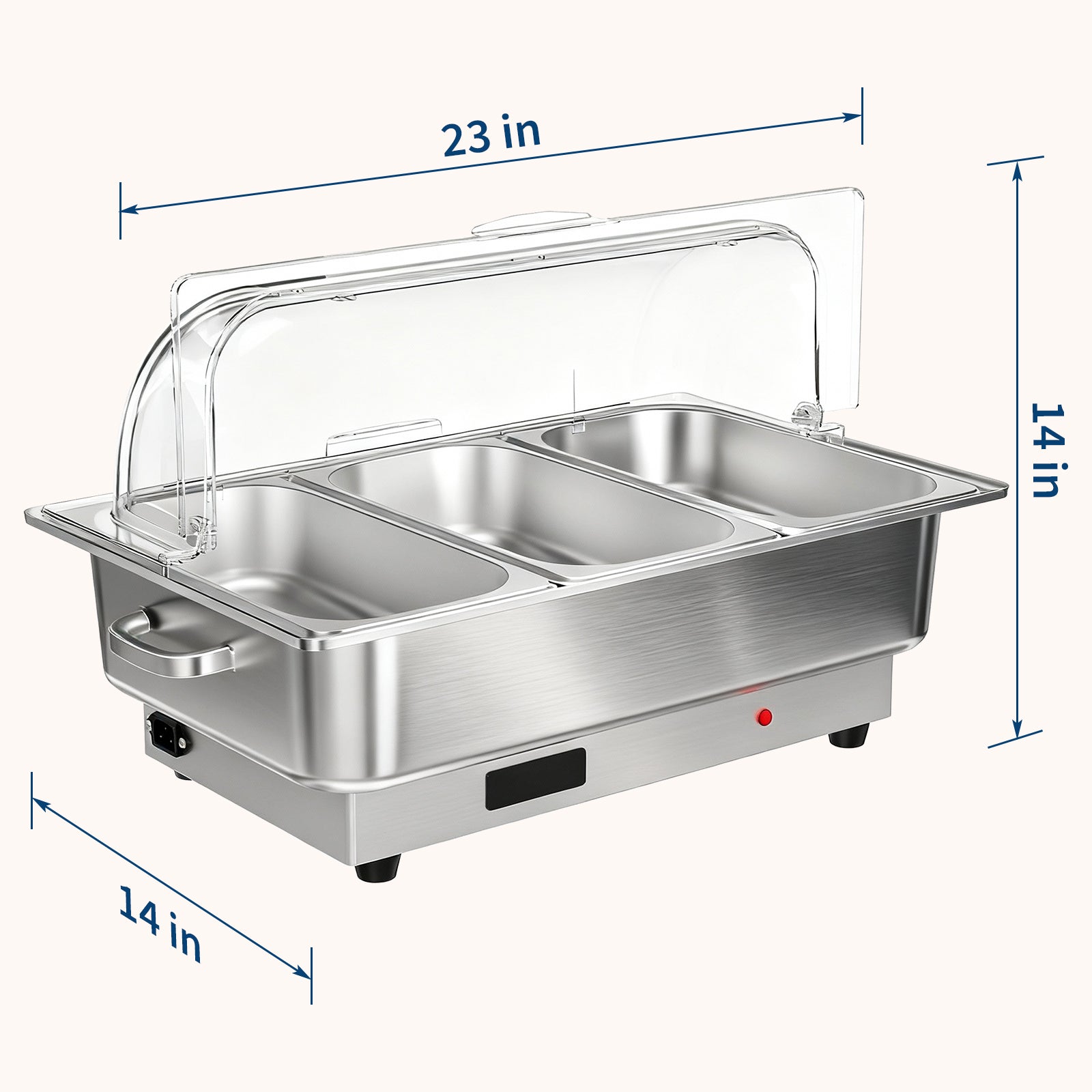 Garvee 9QT(3×1/3Pan)Electric Chafing Dish Set with Temperature Control , Stainless Steel Buffet Servers and Warmers, for Catering