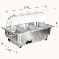 Garvee 9QT(3×1/3Pan)Electric Chafing Dish Set with Temperature Control , Stainless Steel Buffet Servers and Warmers, for Catering