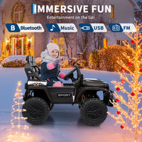 Garvee Ride - P Series: 24V Ride On Car, 4WD 2 Seater Kids' Electric Vehicle Truck with Remote Control, Adjustable Footwell Ride On Truck, 3 Speeds, Led Lights, Bluetooth, Black