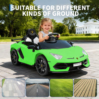 Garvee Ride P Series 12V Electric Ride-On Car for Kids | Licensed Lamborghini Battery-Powered Sports Car with Remote Control, 2 Speeds, Sound System, LED Headlights, Hydraulic Doors - Green