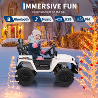 Garvee Ride - P Series: 24V Ride On Car, 4WD 2 Seater Kids' Electric Vehicle Truck with Remote Control, Adjustable Footwell Ride On Truck, 3 Speeds, Led Lights, Bluetooth, White