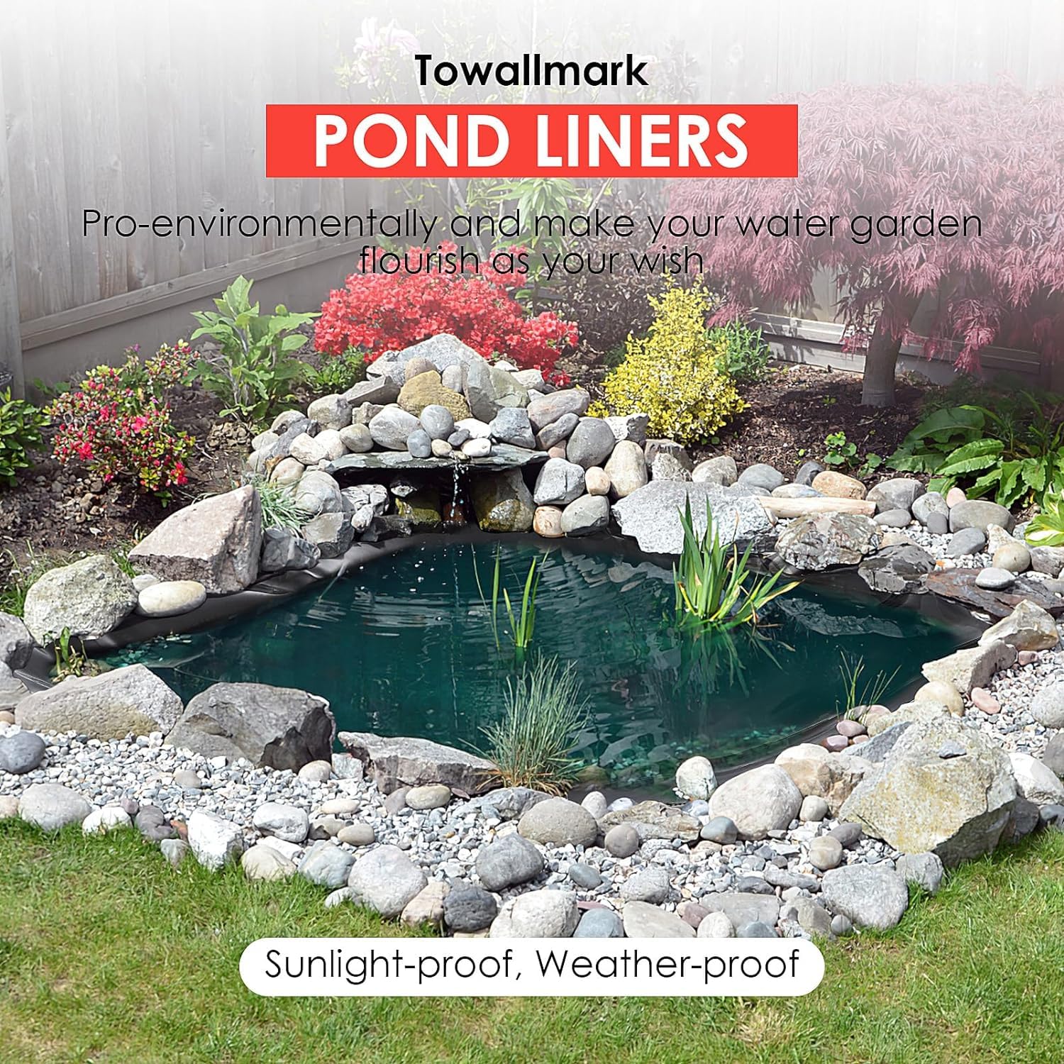 10x15ft 45 Mil EPDM Pond Liner, UV Resistant, for Pondss/Gardens