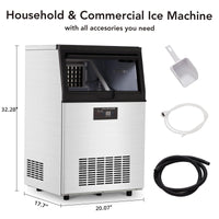 110lbs/24H Commercial Stainless Under Counter Ice Maker