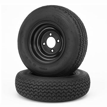 Garvee 4.80-8 Trailer Tires with Rims, 2 Pack, Load Range C 6PLY, 8"x3.75" Black Wheels 4 Lug on 4", Max Load 590 LBS @ 60 PSI, Reinforced Nylon Construction for Utility, Cargo & Boat Trailers