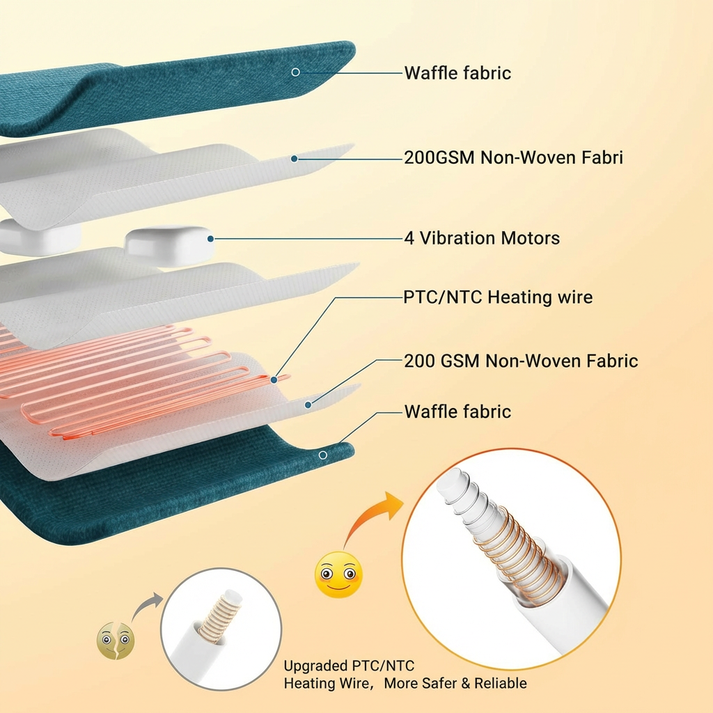 Garvee Massaging Heating Pad for Neck, Shoulders and Back, 24" x 35" Large Electric Heating Pad for Back Pain Relief with 8 Massage Combos, 2 Heat Levels, 4 Massage Motors, 2H Auto Shut-Off