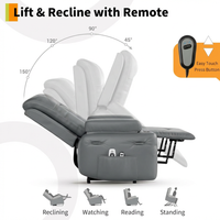 Garvee Power Lift Recliner Chair - Heat and Massage, Adjustable Back and Legs, PU Leather Electric Lift Chair Designed for Mobility Aid Elderly Relaxation, Gray