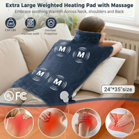 Garvee Massaging Heating Pad for Neck, Shoulders and Back, 24" x 35" Large Electric Heating Pad for Back Pain Relief with 8 Massage Combos, 2 Heat Levels, 4 Massage Motors, 2H Auto Shut-Off, Blue