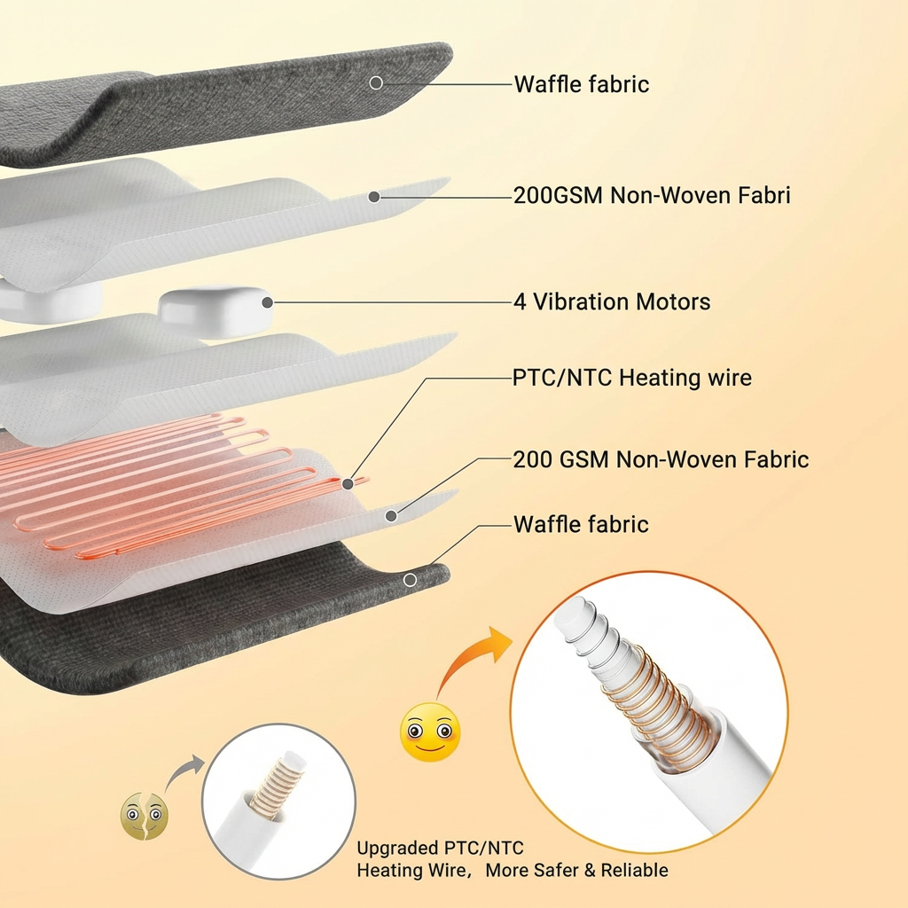 Garvee Massaging Heating Pad for Neck, Shoulders and Back, 24" x 35" Large Electric Heating Pad for Back Pain Relief with 8 Massage Combos, 2 Heat Levels, 4 Massage Motors, 2H Auto Shut-Off, Gray