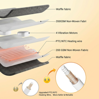 Garvee Massaging Heating Pad for Neck, Shoulders and Back, 24" x 35" Large Electric Heating Pad for Back Pain Relief with 8 Massage Combos, 2 Heat Levels, 4 Massage Motors, 2H Auto Shut-Off, Gray