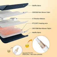 Garvee Massaging Heating Pad for Neck, Shoulders and Back, 24" x 35" Large Electric Heating Pad for Back Pain Relief with 8 Massage Combos, 2 Heat Levels, 4 Massage Motors, 2H Auto Shut-Off, Blue